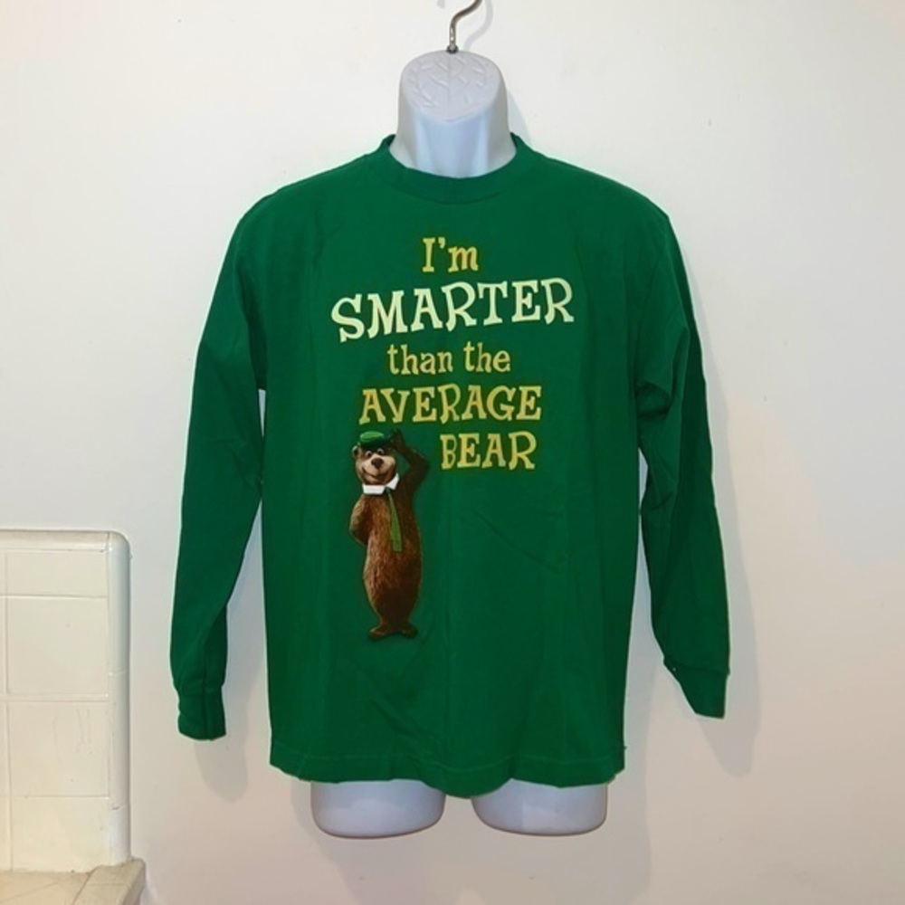 Youth Unisex Vintage 2010 Yogi Bear/The Movie Green Long Sleeved Graphic Tee